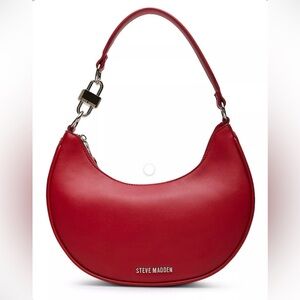 Steve Madden Sammie Crescent Shoulder Bag Small Red Faux Leather Purse Valentine